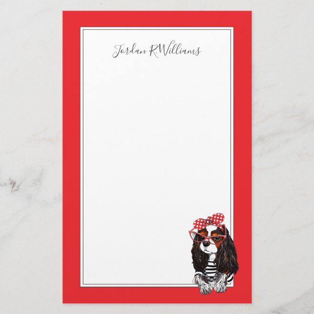 Unbekümmerter Königcharles Spaniel | addieren Briefpapier (Vorderseite)