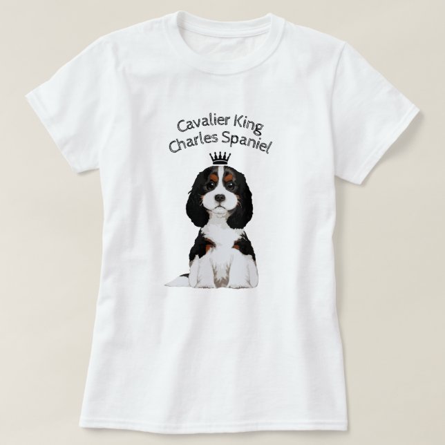 Unbekümmerter Königcharles Spaniel-illustrierter T T-Shirt (Design vorne)