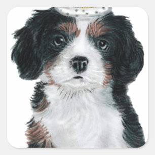 Unbekümmerter Königcharles Spaniel Quadratischer Aufkleber