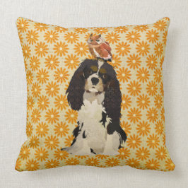 Unbekümmerter Königcharles Spaniel u. Eulen-Kissen Kissen