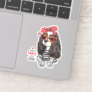 Unbekümmerter Königcharles Spaniel von Paris mit Aufkleber