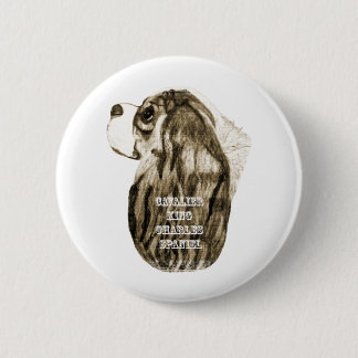 Unbekümmertes Königcharles Spaniel-Antiken-Profil Button