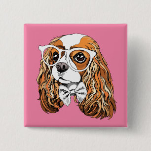 Unbekümmertes Königcharles Spaniel-Porträt Button