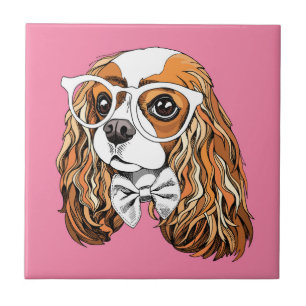 Unbekümmertes Königcharles Spaniel-Porträt Fliese