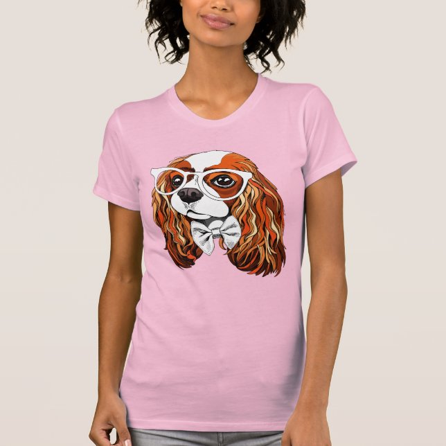 Unbekümmertes Königcharles Spaniel-Porträt T-Shirt (Vorderseite)