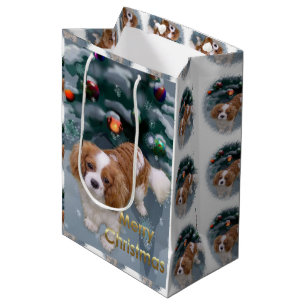 Unbekümmertes Königcharles Spaniel-Weihnachten Mittlere Geschenktüte