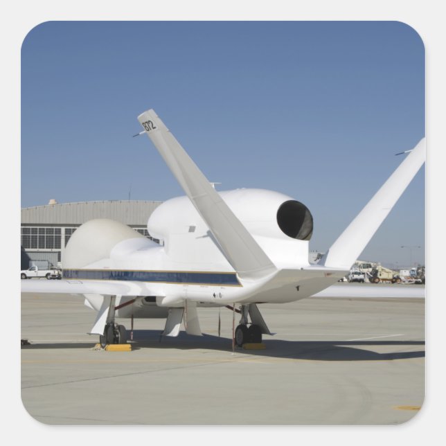 Unbemanntes Flugzeug von Global Hawk Quadratischer Aufkleber (Vorderseite)