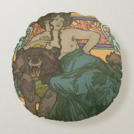 Unbenannt nach Alphonse Mucha (1902) Rundes Kissen