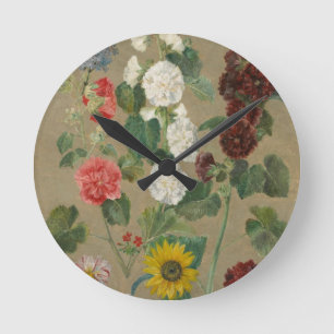 Unberechtigt (Blumen) (Öl an Bord) Runde Wanduhr