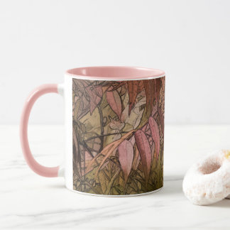 Unberührtes Gebiet - Blätter in Rosa und Braun Tasse
