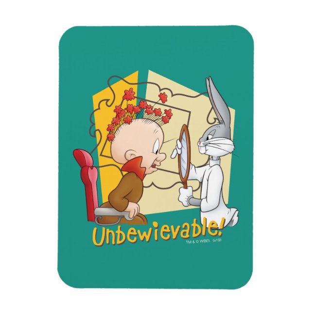 "Unbewievable" Barber BUGS BUNNY™ & Elmer Fudd Magnet (Vertikal)