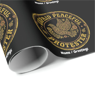 Unbezahlter friedlicher Protestierender Retro-Blum Geschenkpapier