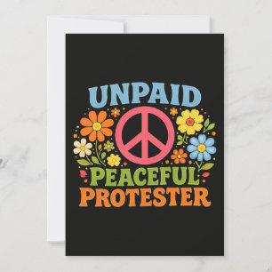 Unbezahlter friedlicher Protestierender Retro-Frie Einladung