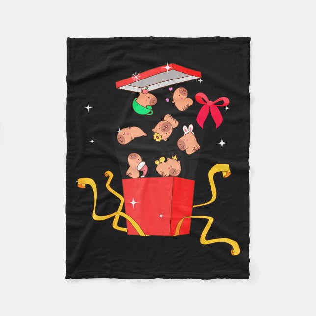 Unboxing Blind Box Capybara Pyjama Ugly Christmas  Fleecedecke (Vorderseite)
