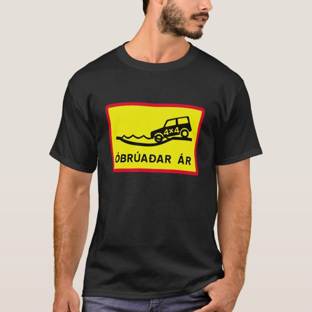 Unbridged Fluss, Verkehrszeichen, Island T-Shirt (Vorderseite)