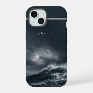 Unbroken - Dunkle stürmische Ozean-Ästhetik-Zitat iPhone 15 Hülle