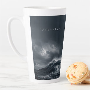 Unbroken - Dunkle stürmische Ozean-Ästhetik-Zitat Milchtasse