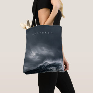 Unbroken - Dunkle stürmische Ozean-Ästhetik-Zitat Tasche