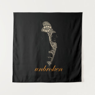 Unbroken Woman Typography Wandteppich