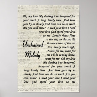 Unchained Melody Wall Art Song Lyric Print Poster