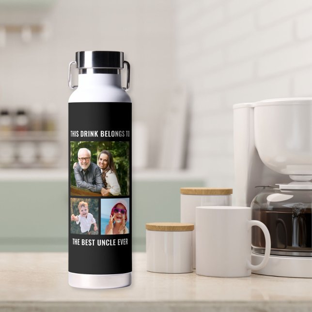 Uncle 3 Foto Collage Black Trinkflasche (Von Creator hochgeladen)
