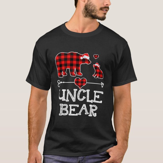 Uncle Bear Christmas Pajama Red Kariert Buffalo Fa T-Shirt (Vorderseite)