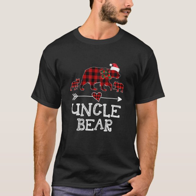 Uncle Bear Christmas Pajama Red Kariert Buffalo T-Shirt (Vorderseite)