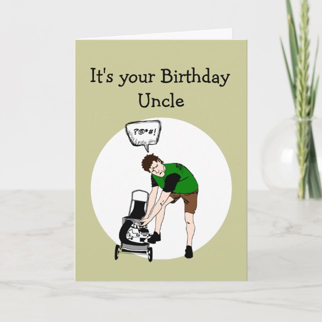 Uncle Birthday Funny Lawnmäwer Insult Karte (Vorderseite)