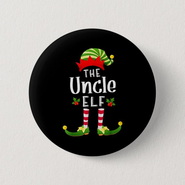 Uncle Christmas Elf Matching Pajama X-mas Party  Button (Vorderseite)