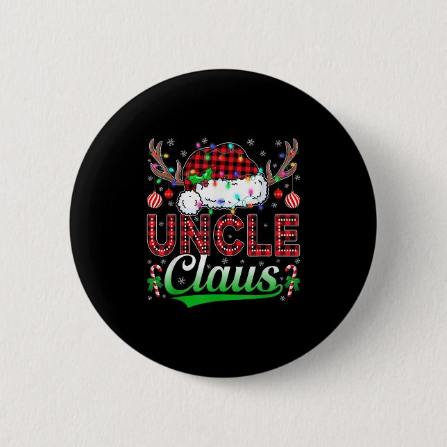 Uncle Claus Christmas Lights Matching Family Xmas  Button (Vorderseite)