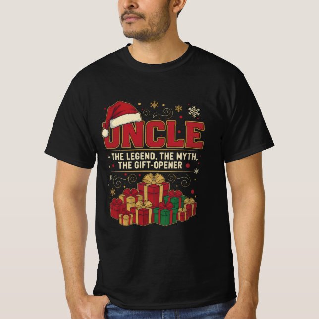 Uncle Claus – The Legend, The Myth, The Gift-Opene T-Shirt (Vorderseite)