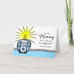Uncle Custom Yahrzeit Candle Flame Illustration Karte