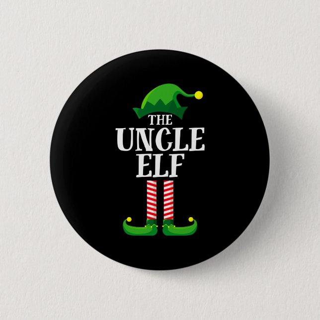 Uncle Elf Matching Family Christmas Party Pajama  Button (Vorderseite)