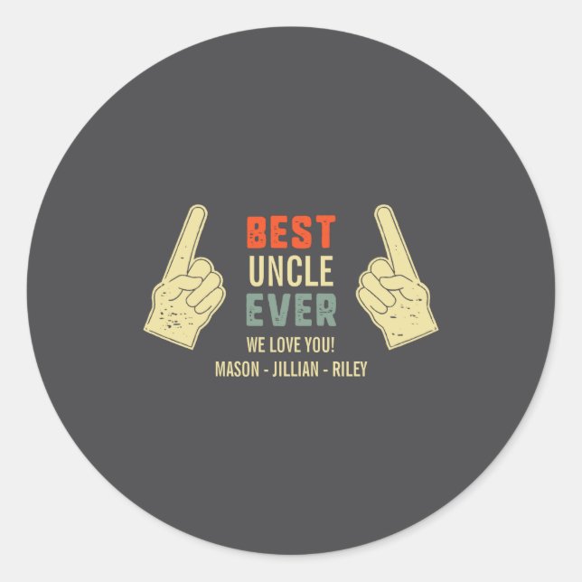 Uncle Ever Inting Finger Niece Nephew Names  Runder Aufkleber (Vorderseite)