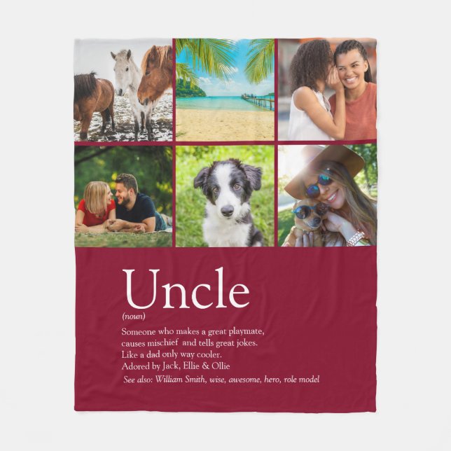 Uncle Funcle Definition Fun 6 Foto Burgundy Fleecedecke (Vorderseite)
