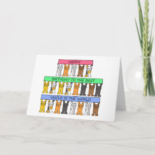 Uncle Happy Birthday Cartoon Cats Karte