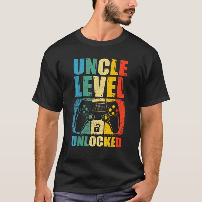 Uncle Level Unlocked Leveled Up To Uncle Promoted  T-Shirt (Vorderseite)