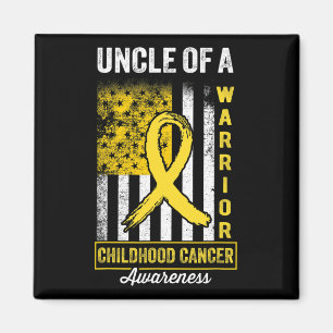Uncle of a Warrior Children Cancer Awareness Gold Magnet