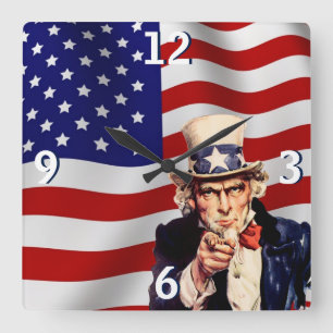 Uncle Sam 1 Quadratische Wanduhr