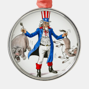 Uncle Sam 3 Silbernes Ornament