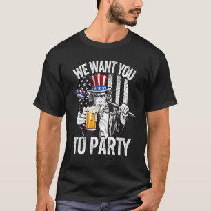 Uncle Sam 4. Juli Männer Frauen amerikanische Flag T-Shirt