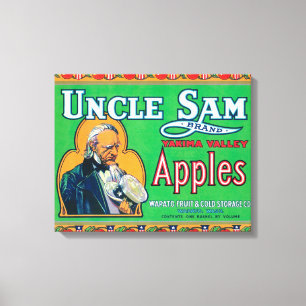 Uncle Sam Apple beschriften (Grün) - Wapato, WA Leinwanddruck