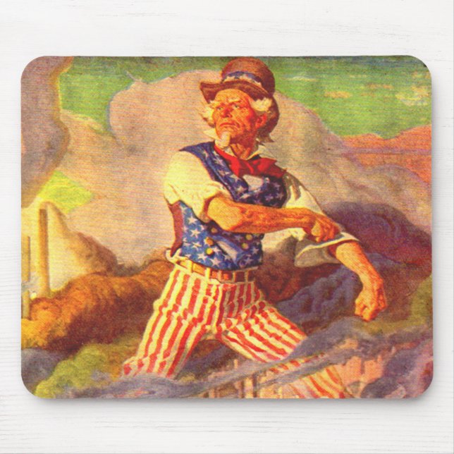 Uncle Sam aus den 40er Jahren rollt sich den Ärmel Mousepad (Vorne)