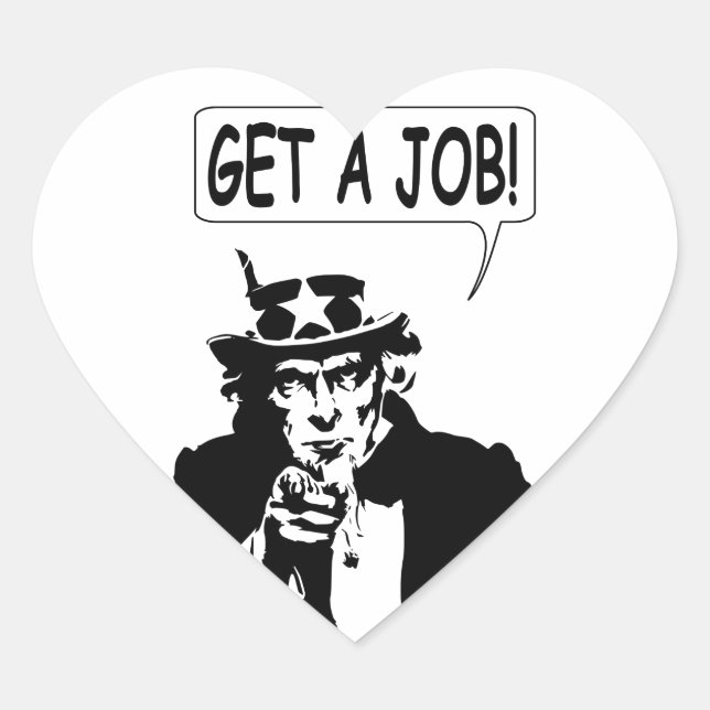 Uncle Sam bekommt einen Job Herz-Aufkleber (Vorderseite)