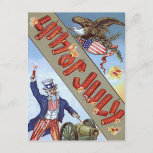 Uncle Sam Cannon Bald Eagle American Shield Postkarte