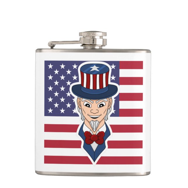 Uncle Sam Cartoon Flachmann (Vorderseite)