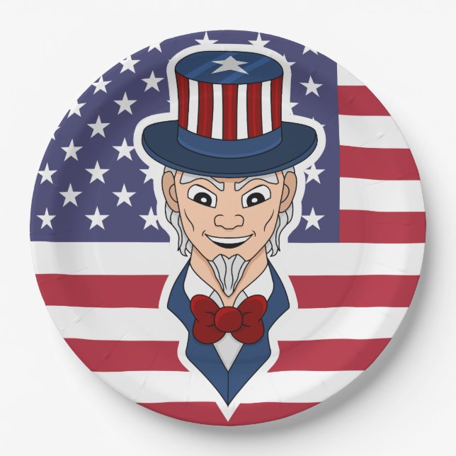 Uncle Sam Cartoon Pappteller (Vorderseite)