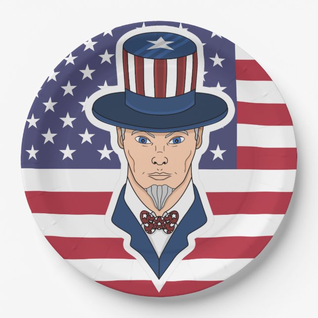 Uncle Sam Cartoon Pappteller (Vorderseite)