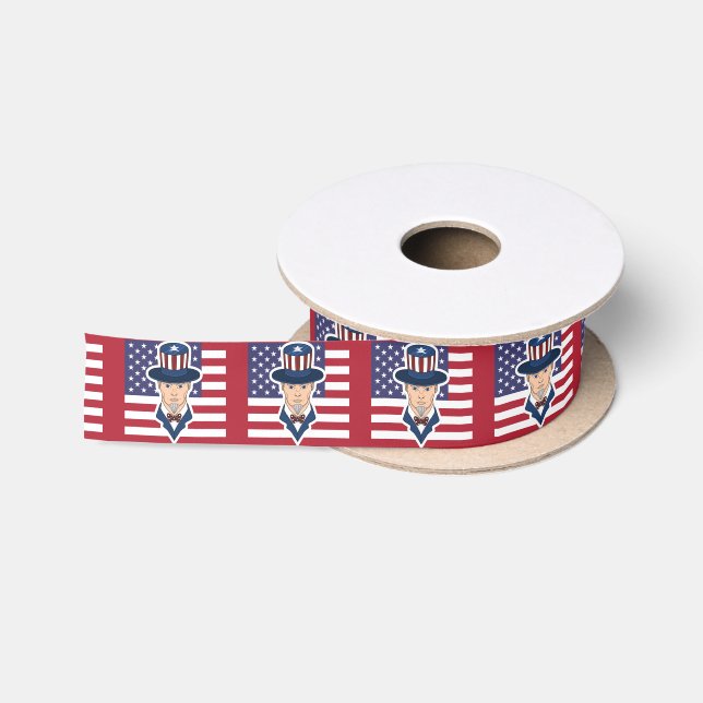 Uncle Sam Cartoon Satin Ribbon Satinband (Spule)
