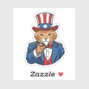 Uncle Sam Cat - Patriotische Katze Aufkleber